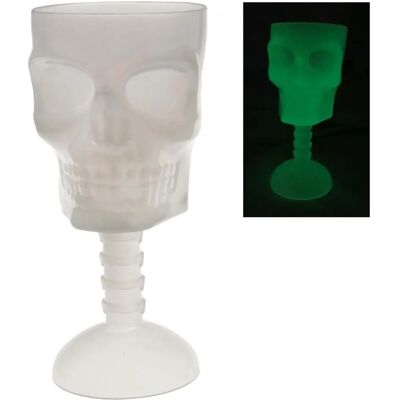 JADEO Phosphorescent skull glass - Halloween 18 cm JADEO Phosphorescent skull glass - Halloween 18 cm