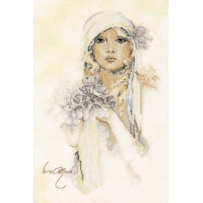 Kit Punto Croce Lanarte Sara Moon - Ecru - 20x30cm - Lino Kit Punto Croce Lanarte Sara Moon - Ecru - 20x30cm - Lino