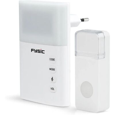 Kit de sonnette sans fil Fysic FD-110 - Blanc - Sonnette, Lumière, Modèle FD-110 - Publicité Kit de sonnette sans fil Fysic FD-110 - Blanc - Sonnette, Lumière, Modèle FD-110 - Publicité