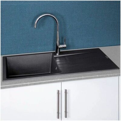 Reginox Harlem 10 Black Granite Kitchen Sink - Single Bowl, Reversible Drainer Reginox Harlem 10 Black Granite Kitchen Sink - Single Bowl, Reversible Drainer