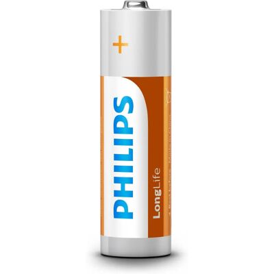 Piles Philips LongLife R6L4B/10 - Zinc-carbono AA - Publicité Piles Philips LongLife R6L4B/10 - Zinc-carbono AA - Publicité