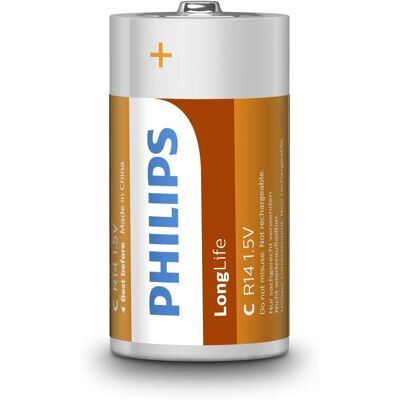 Philips LongLife R14L2B/10 pile domestique - Batterie - Publicité Philips LongLife R14L2B/10 pile domestique - Batterie - Publicité