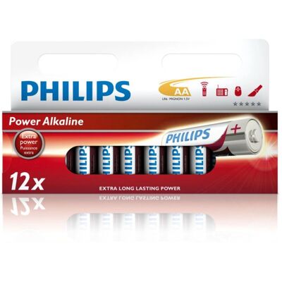 Philips Power Alkaline LR6P12W/10 huishoudbatterij - AA Philips Power Alkaline LR6P12W/10 huishoudbatterij - AA