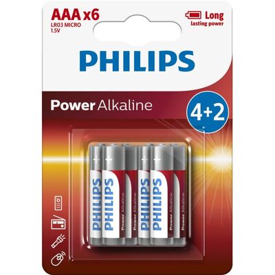 Pilhas Alcalinas Philips Power AAA - Pack de 6 Pilhas Alcalinas Philips Power AAA - Pack de 6