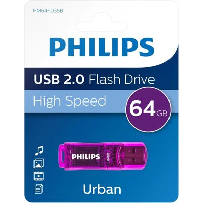 Philips USB Flash Drive - 64GB, Purple, USB 3.0 Philips USB Flash Drive - 64GB, Purple, USB 3.0