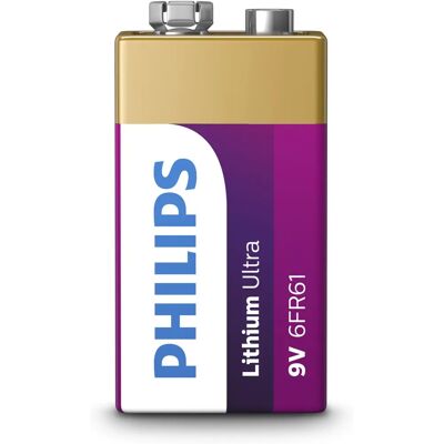 Pile Philips Lithium Ultra 6FR61LB1A/10 9V - Pile domestique - Publicité Pile Philips Lithium Ultra 6FR61LB1A/10 9V - Pile domestique - Publicité