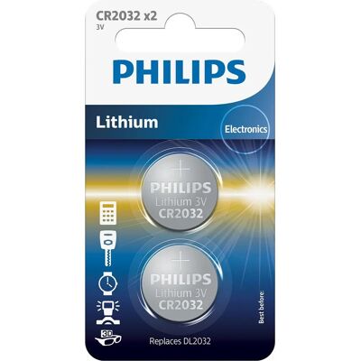 Bateria Philips CR2032 - Lítio de uso único Bateria Philips CR2032 - Lítio de uso único
