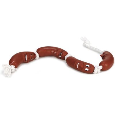 Jouet pour chien Beeztees - Saucisses en vinyle et corde - 65cm Jouet pour chien Beeztees - Saucisses en vinyle et corde - 65cm
