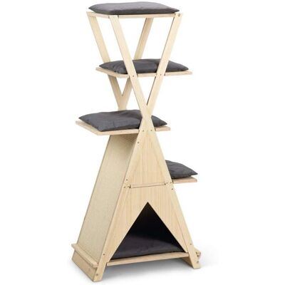 Beeztees Mirza Kratzbaum - 3-in-1 Holz Katzenmöbel Beeztees Mirza Kratzbaum - 3-in-1 Holz Katzenmöbel