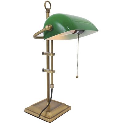 Lampada da Tavolo Ancilla Bankers Sienna Lighting Bronzo Spazzolato, Vetro Lucido Verde - Lampada da Tavolo Lampada da Tavolo Ancilla Bankers Sienna Lighting Bronzo Spazzolato, Vetro Lucido Verde - Lampada da Tavolo
