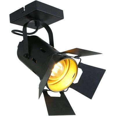 Faretto singolo quadrato Mexlite - Nero - Metallo - IP20 - 23cm - 40W - E27 - Senza lampadina - Faretto Faretto singolo quadrato Mexlite - Nero - Metallo - IP20 - 23cm - 40W - E27 - Senza lampadina - Faretto