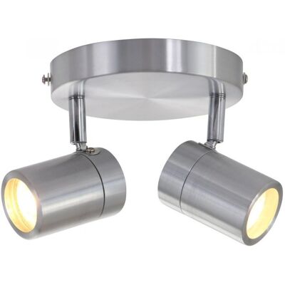 Sienna Lighting Dubbellamp - Geborsteld Staal - 24cm - IP44 - LED Sienna Lighting Dubbellamp - Geborsteld Staal - 24cm - IP44 - LED