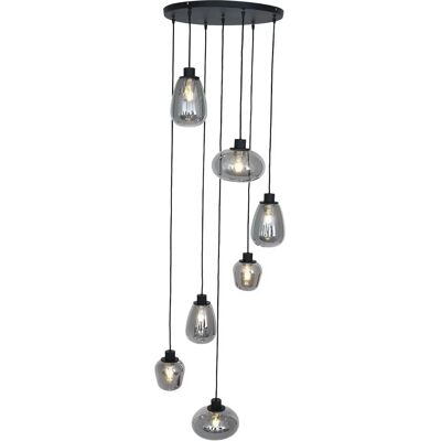 Sienna Lighting Sienna Reflexion Cluster Hanglamp - Zwart Mat, Transparant Grijs Glas Sienna Lighting Sienna Reflexion Cluster Hanglamp - Zwart Mat, Transparant Grijs Glas