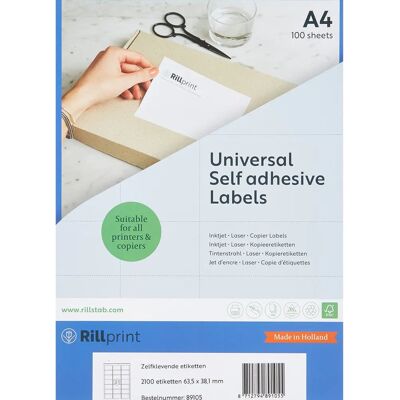 Étiquettes blanches Rillprint - 2100 pcs - 63,5x38,1mm - Imprimables & Amovibles - Publicité Étiquettes blanches Rillprint - 2100 pcs - 63,5x38,1mm - Imprimables & Amovibles - Publicité