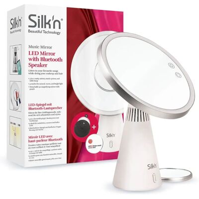 Miroir de Maquillage Bluetooth Blanc Silk'n - Miroir de maquillage, haut-parleur Bluetooth et lampe - 3-en-1 Miroir de Maquillage Bluetooth Blanc Silk'n - Miroir de maquillage, haut-parleur Bluetooth et lampe - 3-en-1