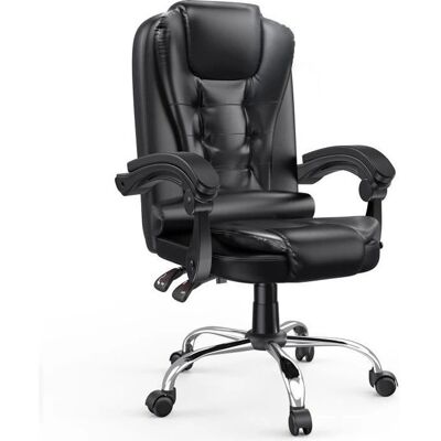 Bigzzia - Chaise ergonomique en cuir - Noir - Chaise de bureau - Publicité Bigzzia - Chaise ergonomique en cuir - Noir - Chaise de bureau - Publicité