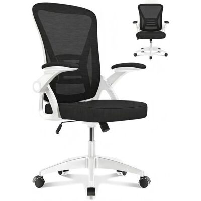 BIGZZIA Chaise de bureau ergonomique - Blanche - Hauteur réglable - Accoudoirs - Chaise - Publicité BIGZZIA Chaise de bureau ergonomique - Blanche - Hauteur réglable - Accoudoirs - Chaise - Publicité