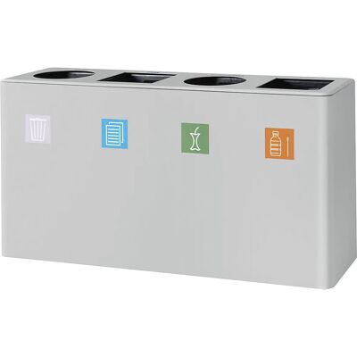Contenedor de Reciclaje KaiserKraft - 4x30L, Gris, Acero, 4 Compartimentos Contenedor de Reciclaje KaiserKraft - 4x30L, Gris, Acero, 4 Compartimentos