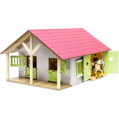 Różowa stajnia dla koni Kids Globe - Skala 1:24 - Zabawka drewniana Różowa stajnia dla koni Kids Globe - Skala 1:24 - Zabawka drewniana