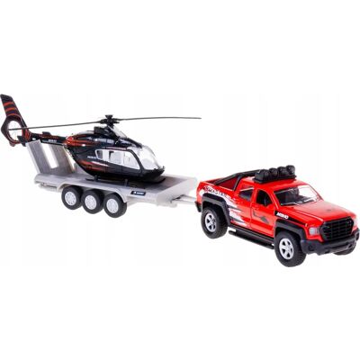 Kids Globe Geländewagen mit Anhänger und Helikopter - Spielzeugset Kids Globe Geländewagen mit Anhänger und Helikopter - Spielzeugset