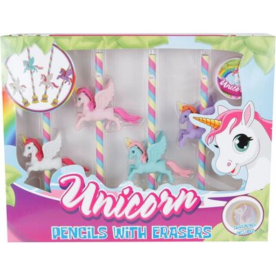 Einhorn Bleistiftset mit Radiergummi und Spitzer - Schreibset Einhorn Bleistiftset mit Radiergummi und Spitzer - Schreibset