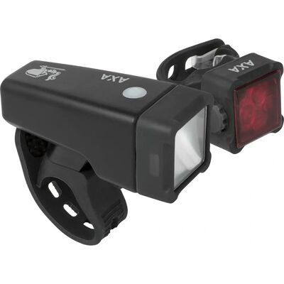 Zestaw świateł rowerowych AXA Niteline T4-R - USB Wodoodporny - Czarny Zestaw świateł rowerowych AXA Niteline T4-R - USB Wodoodporny - Czarny