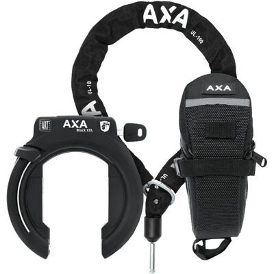 Antivol de vélo AXA Block XXL avec chaîne ULC et sacoche de selle - Niveau de sécurité 12 Antivol de vélo AXA Block XXL avec chaîne ULC et sacoche de selle - Niveau de sécurité 12