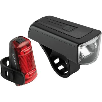 Set luci AXA Dwn 100 Lux - Bicicletta - Ricaricabile USB - Sicurezza Set luci AXA Dwn 100 Lux - Bicicletta - Ricaricabile USB - Sicurezza