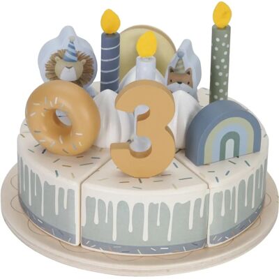 Torta di compleanno in legno blu Little Dutch - 26 pezzi Torta di compleanno in legno blu Little Dutch - 26 pezzi