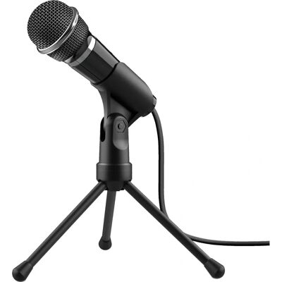 Microfone Trust 21671 - Com fio, preto, 2,5 m, Compatível com PC & Mac Microfone Trust 21671 - Com fio, preto, 2,5 m, Compatível com PC & Mac