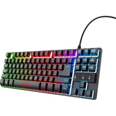 Trust GXT 833 Thado - Kompakt gaming-tangentbord RGB USB Svart/Silver Trust GXT 833 Thado - Kompakt gaming-tangentbord RGB USB Svart/Silver