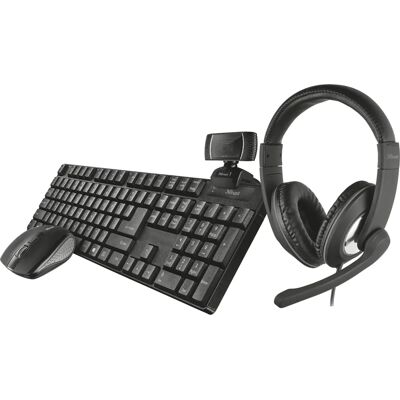 Set Tastiera e Mouse Wireless Trust Qoby - Ufficio Casa 4-in-1 - Nero Set Tastiera e Mouse Wireless Trust Qoby - Ufficio Casa 4-in-1 - Nero