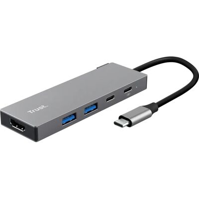 Trust 26062 USB-C Hub - Grau - 4K HDMI - 2 USB-A - Daten 5 Gbps Trust 26062 USB-C Hub - Grau - 4K HDMI - 2 USB-A - Daten 5 Gbps
