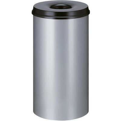 kaiserkraft Cubo de basura de acero - 50L Gris/Negro Resist. al fuego kaiserkraft Cubo de basura de acero - 50L Gris/Negro Resist. al fuego
