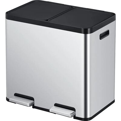 EKO Recycler Pedal-Mülleimer - Edelstahl, 44L, Doppelkammer EKO Recycler Pedal-Mülleimer - Edelstahl, 44L, Doppelkammer