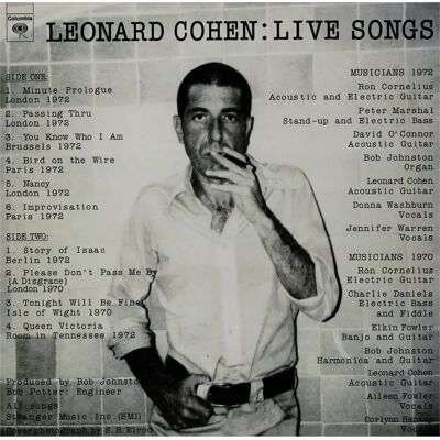 Live Songs Leonard Cohen - Winyl Live Songs Leonard Cohen - Winyl