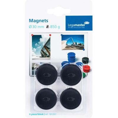 Legamaster 7-181201-4 Magnetzubehör - runde schwarze Magnete, 4er Pack Legamaster 7-181201-4 Magnetzubehör - runde schwarze Magnete, 4er Pack