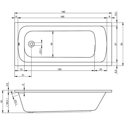 Riho Dola Rechteck-Badewanne 180x80cm - Badewanne Riho Dola Rechteck-Badewanne 180x80cm - Badewanne
