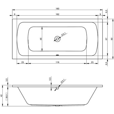 Riho Dola Rechteck-Badewanne - 2-Sitzer, 180x80cm, Weiß Riho Dola Rechteck-Badewanne - 2-Sitzer, 180x80cm, Weiß