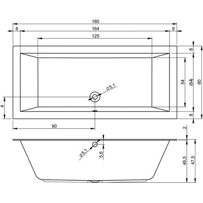 RIHO - Lugo - 180x80x47,5 cm - 215 L - Badewanne RIHO - Lugo - 180x80x47,5 cm - 215 L - Badewanne