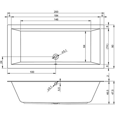 RIHO - Lugo - 200x90x47,5 cm - 2-Sitzer Rechts - Badewanne RIHO - Lugo - 200x90x47,5 cm - 2-Sitzer Rechts - Badewanne