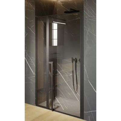 Riho Lucid Zwart Mat Reversibele Douchedeur - Veiligheidsglas 6mm Riho Lucid Zwart Mat Reversibele Douchedeur - Veiligheidsglas 6mm