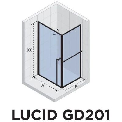 Riho Lucid Omkeerbare Douchecabine - 100x80 cm - Zwart Mat - Douchecabine Riho Lucid Omkeerbare Douchecabine - 100x80 cm - Zwart Mat - Douchecabine