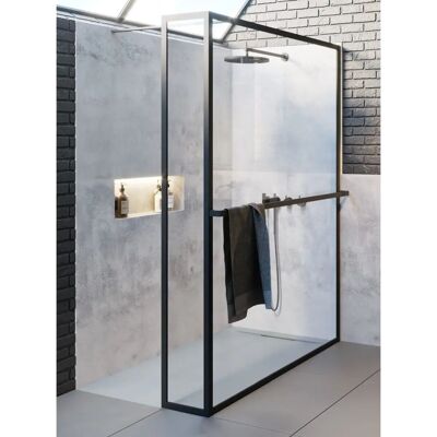 Riho Lucid Zwart Mat Walk-In Douchecabine - Veiligheidsglas Riho Lucid Zwart Mat Walk-In Douchecabine - Veiligheidsglas