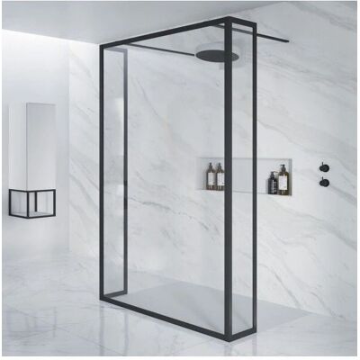 Riho Lucid 140cm Walk-In Douchewand - Zwart - Veiligheidsglas Riho Lucid 140cm Walk-In Douchewand - Zwart - Veiligheidsglas