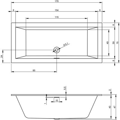 Riho Rethink Cubic Rechteck-Badewanne - 170x75cm, Weiß Glänzend - B105001005 Riho Rethink Cubic Rechteck-Badewanne - 170x75cm, Weiß Glänzend - B105001005