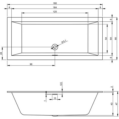 Riho Rethink Cubic Badewanne - 180x80cm, Seidenmatt Weiß Riho Rethink Cubic Badewanne - 180x80cm, Seidenmatt Weiß