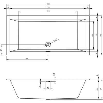 Riho Rethink Cubic Rechteck-Badewanne - 190x90 cm, Weiß Glänzend - 290 Liter Riho Rethink Cubic Rechteck-Badewanne - 190x90 cm, Weiß Glänzend - 290 Liter