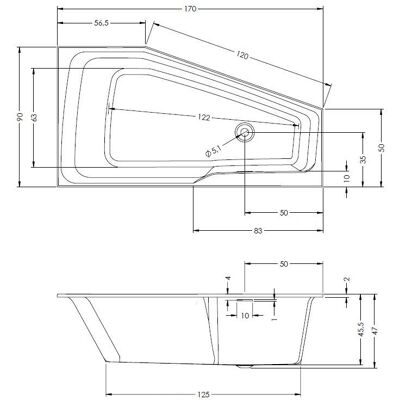 Riho Rethink Space Badewanne - 170x90 cm, links, weiß, Acryl, 245L Riho Rethink Space Badewanne - 170x90 cm, links, weiß, Acryl, 245L