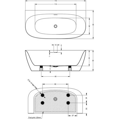Megabad - Profi Collection Vorwand-Badewanne - 170x80 cm - Bathtub Megabad - Profi Collection Vorwand-Badewanne - 170x80 cm - Bathtub